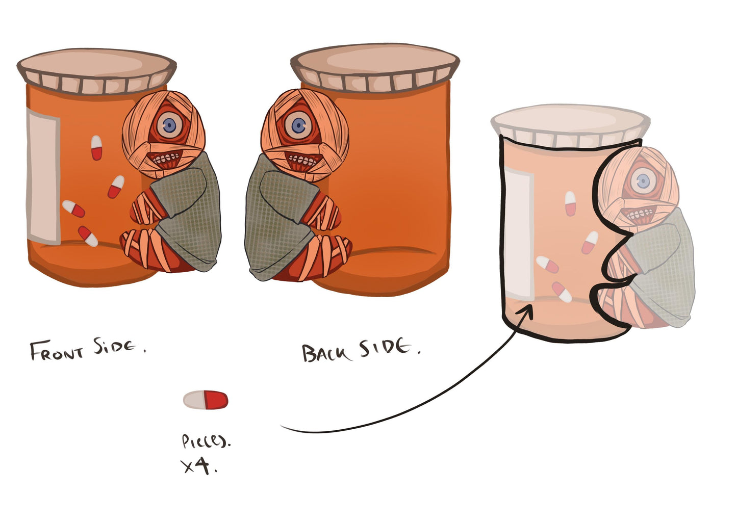 Mouthwashing inspired Curly pill shaker charm