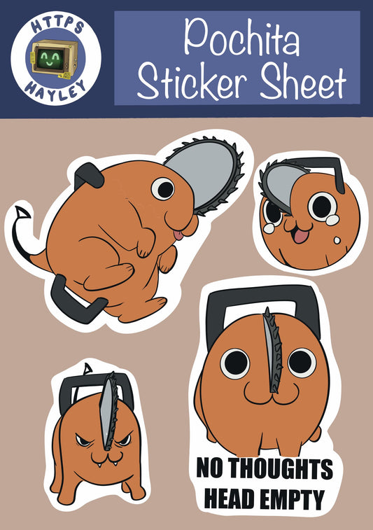 Chainsaw Dog inspired A6 Sticker Sheet