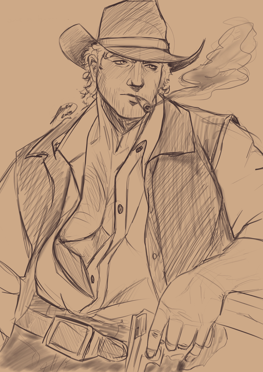 Cowboy Curly Sketch Print